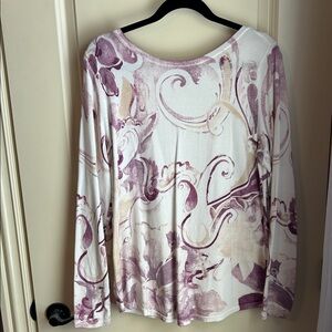 Chico's Purple and Cream Swirl Long Sleeve Top